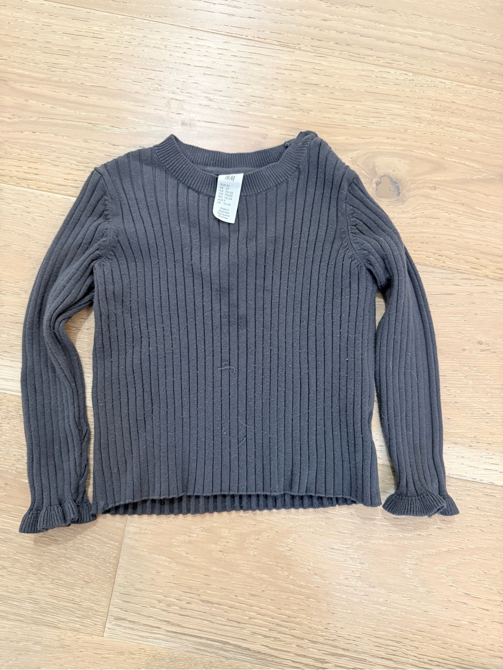 H&M Dark Gray Ribbed Long Sleeve Tee